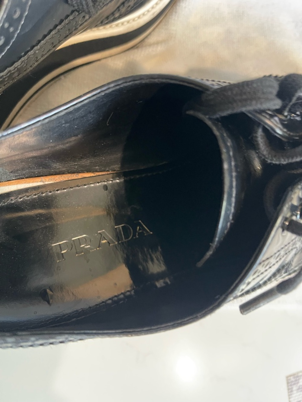 Prada Black Leather Brogue Oxfords - Picture 7 of 16
